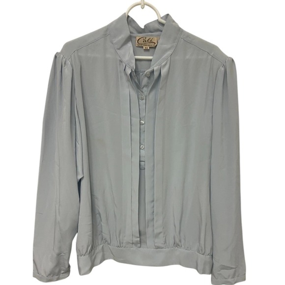 Cali Vintage CEO Blouse Women's Size 44 White Pleated Front NWT Executive - Picture 1 of 9